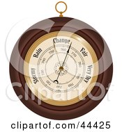 Round Wooden Aneroid Barometer