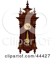 Pendulum Swinging On An Antique Wooden Wall Clock