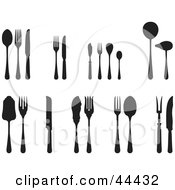 Poster, Art Print Of Digital Collage Of Silhouetted Silverware