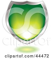 Royalty Free RF Clip Art Of A Silver And Green Gel Blended Shield Design Element