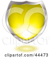 Royalty Free RF Clip Art Of A Silver And Yellow Gel Blended Shield Design Element by michaeltravers