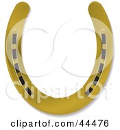 Royalty Free RF Clip Art Of A Shiny New 3d Gold Horseshoe by michaeltravers