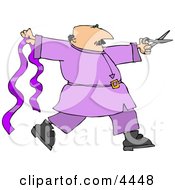Male Ribbon Designer With Purple Ribbon And Scissors Clipart by djart