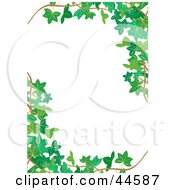 Poster, Art Print Of White Vertical Background Bordered In Green Ivy Corners