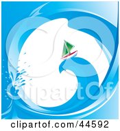 Clipart Illustration Of A Scene Through A Wave On A Green Sailboat Riding On Top Of A Wave by MilsiArt #COLLC44592-0110