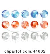 Poster, Art Print Of Digital Collage Of Blue Red And Silver Globes