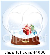 Clipart Illustration Of Christmas Presents In A Snow Globe