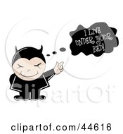 Poster, Art Print Of Little Vampire In Black Pointing To A Text Cloud