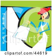 Clipart Illustration Of A Fashionable Lady Carrying A Shopping Bag On A Retro Background by MilsiArt