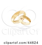 Poster, Art Print Of Pair Of Entwined 3d Gold Wedding Band Rings