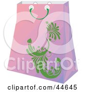 Gradient Purple Shopping Bag With A Green Scroll Design