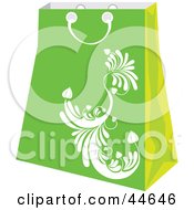 Poster, Art Print Of Green Shopping Bag With A White Scroll Design