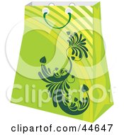 Poster, Art Print Of Green Shopping Bag With A Scroll Design