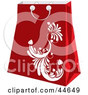 Poster, Art Print Of Red Shopping Bag With A White Scroll Design