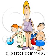 Poster, Art Print Of Single Parent Trying To Have Fun At The Beach With Her Children