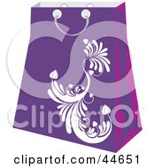 Poster, Art Print Of Purple Shopping Bag With A White Scroll Design