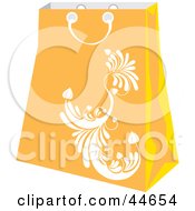 Poster, Art Print Of Orange Shopping Bag With A White Scroll Design