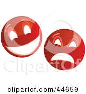 Clipart Illustration Of Two Red Theater Mask Emoticons by MilsiArt