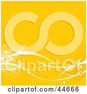 Clipart Illustration Of A Yellow Background With Sparkling White Branches And Flowers