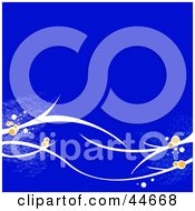 Clipart Illustration Of A Blue Background With Sparkling White Branches And Flowers by oboy