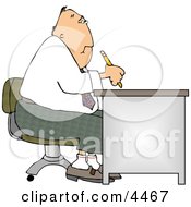Businessman Working At A Desk Clipart