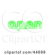 Clipart Illustration Of A Glowing Green Open Neon Sign