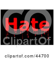 Poster, Art Print Of Dripping Red Hate Text On Black