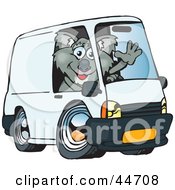 Clipart Illustration Of A Friendly Koala Waving And Driving A White Delivery Van With Space On The Side For You To Insert Text