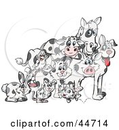 Poster, Art Print Of Rabbit Mouse Fish Cat Bird Pig Dog Cow And Horse With Matching Cloned Coats