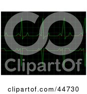 Royalty Free RF Clipart Illustration Of A Regular Black And Green Heart Rhythm Electrocardiogram ECG Graph