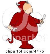Devil Holding A Fork And Knife Clipart