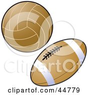 Poster, Art Print Of Brown Volleyball And American Football