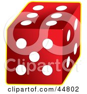 Red Dice With Six White Dots On The Top