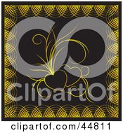 Royalty Free RF Clipart Illustration Of A Black Background With Golden Trim And Hearts by Lal Perera