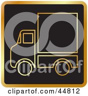 Royalty Free RF Clipart Illustration Of A Golden Delivery Service Truck Outline by Lal Perera