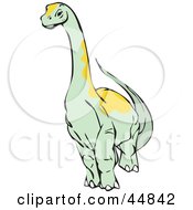 Royalty Free RF Clipart Illustration Of A Pale Green Apatosaurus Brontosaurus Dinosaur