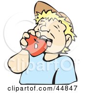 Royalty Free RF Clipart Illustration Of A Hungry Boy Biting An Apple by xunantunich