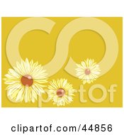 Poster, Art Print Of Yellow Background With Three Brown Eyed Susans