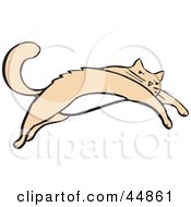 Royalty Free RF Clipart Illustration Of A Leaping Beige Cat With A White Belly by xunantunich