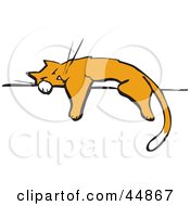 Poster, Art Print Of Exhausted Cat Napping On A Wall Or Fence