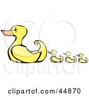 Poster, Art Print Of Mother Duck Leading Her Yellow Ducklings