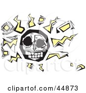 Royalty Free RF Clipart Illustration Of An Abstract Human Skull With Yellow Squiggles And Cubes