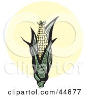Royalty Free RF Clipart Illustration Of An Organic Ear Of Corn With Green Husks by xunantunich