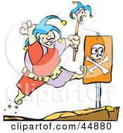 Poster, Art Print Of Happy Fool Leaping Right Past A Dangerous Cliff Sign
