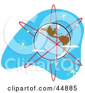 Royalty Free RF Clipart Illustration Of Red Rings Surrounding Planet Earth by xunantunich