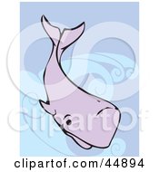 Poster, Art Print Of Purple Whale Riding On Top Of Blue Waves
