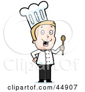 Royalty Free RF Clipart Illustration Of A Toon Guy Chef Character Holding A Spoon by Cory Thoman