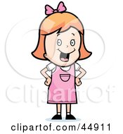 Royalty Free RF Clipart Illustration Of A Happy Red Haired Caucasian Girl Character With Her Hands On Her Hips