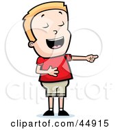 Royalty Free RF Clipart Illustration Of A Blond Caucasian Boy Character Laughing And Pointing