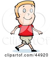 Royalty Free RF Clipart Illustration Of A Blond Caucasian Boy Character Walking